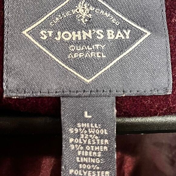 St. John's Bay Women's Burgundy Button Up Peacoat - Picture 4 of 8